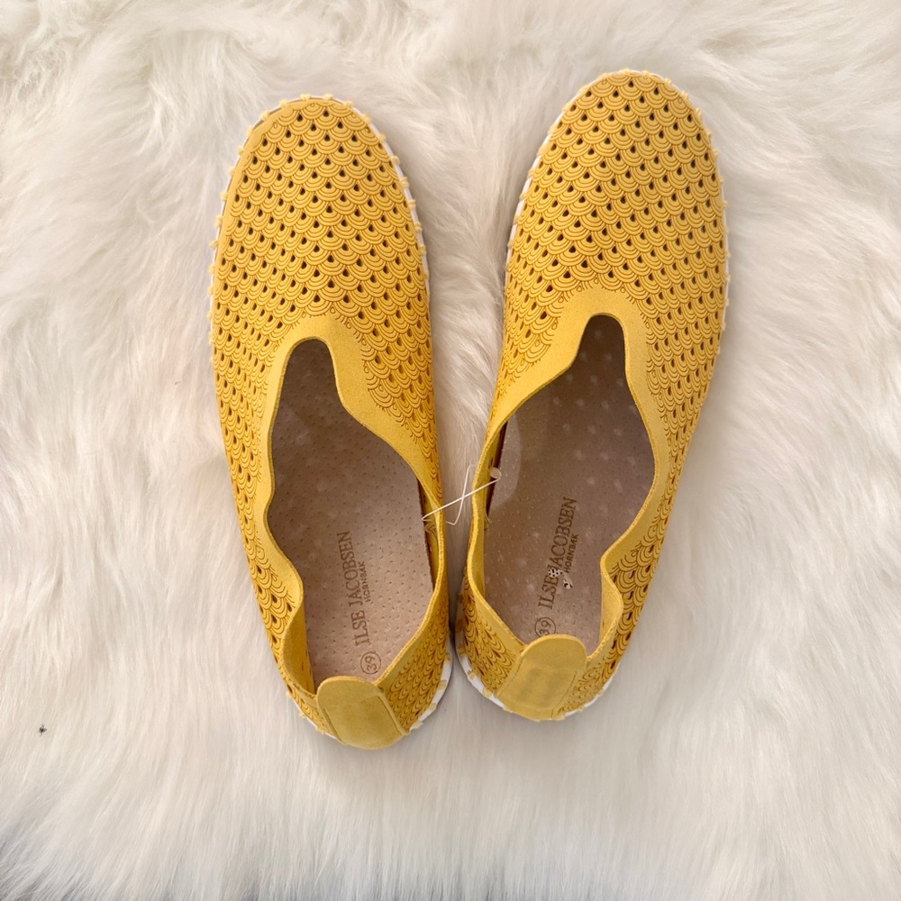 Women Ilsa Jacobsen Perforated Tulip Slip On Sz 8 Marigold View 2